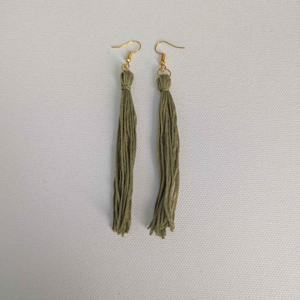 Elegant Olive Tassel Earrings